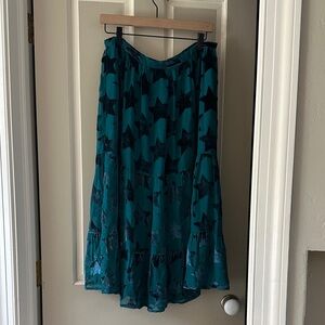 Maeve Teal A-Line Skirt with Star Design